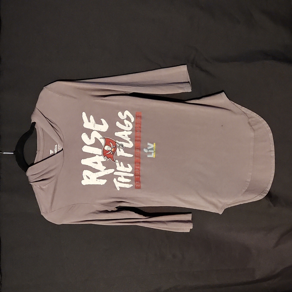 Tampa Bay Buccaneers 3/4 sleeve hooded tee, pewter, M